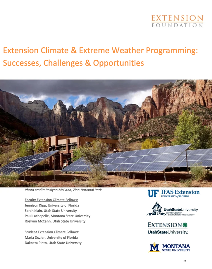 Extension Climate and Extreme Weather Programming Successes Challenges and Opportunities